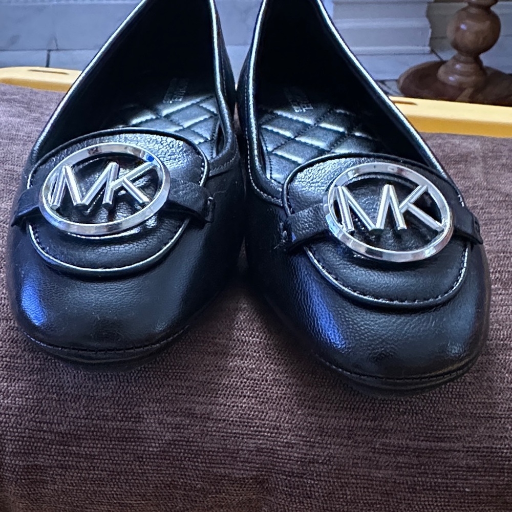 Michael Kors Black Loafers with Metallic Logo